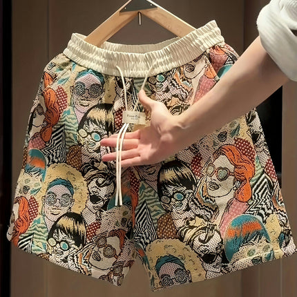 Summer Casual Yarn-dyed Jacquard Shorts Men's Contrast Color Loose Couple Sports Shorts