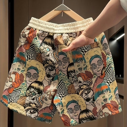 Summer Casual Yarn-dyed Jacquard Shorts Men's Contrast Color Loose Couple Sports Shorts