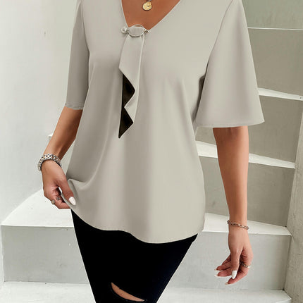 V Neck Blouse -Spring & Summer Top Soft and Flattering Fit-Women's Clothing for Warmer Seasons