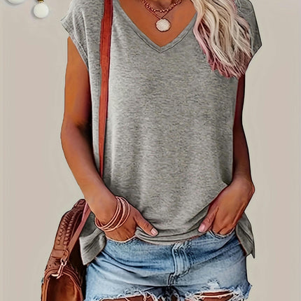 3 Pack of Casual V-Neck T-Shirts -Short Sleeve Top Summer for Women