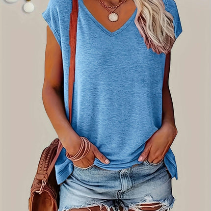 3 Pack of Casual V-Neck T-Shirts -Short Sleeve Top Summer for Women