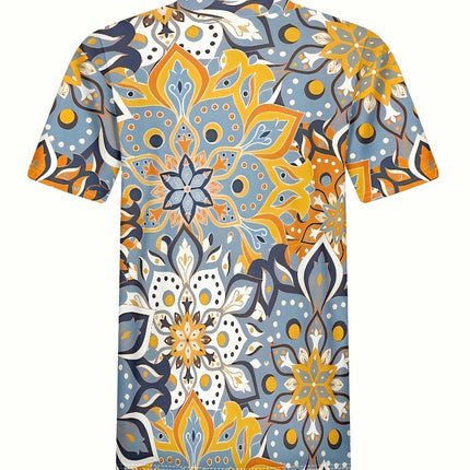 Women's Casual Short Sleeve Floral Print T-Shirt, Comfort Fit, Round Neck, Summer