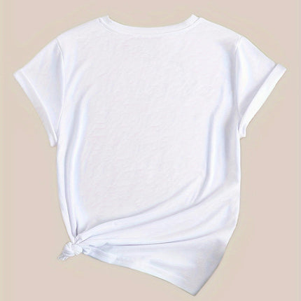 Womens Floral Print Casual Tee Short Sleeve Round Neck Sportswear with Eye-Catching Graphic