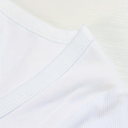 Women's Crew Neck Ribbed Fitted Shirt Summer Short Sleeves Basic T Shirt Tops