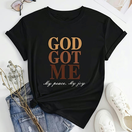 Letter Print Crew Neck T-Shirt Breathable Short Sleeve Tee  Women's Clothing for Everyday Wear