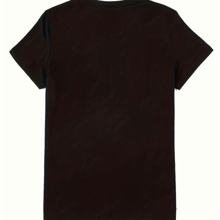 Gesture Print Crew Neck T-Shirt, Casual Short Sleeve T-Shirt For Spring & Summer, Women's Clothing