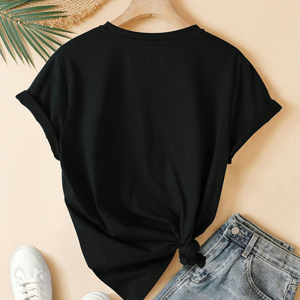 Vintage Women's Graphic Tee-Casual Round Neck T-Shirts Short Sleeve, Summer Sports Top