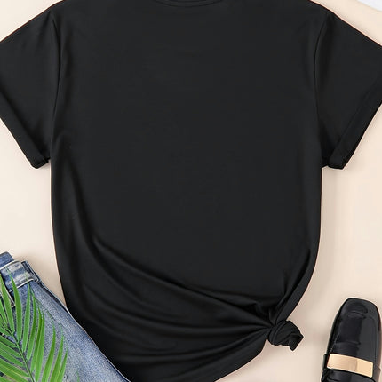 Teddy Bear Graphic Crew Neck Short Sleeve T-Shirt - Women's Soft Casual Summer & Spring Top