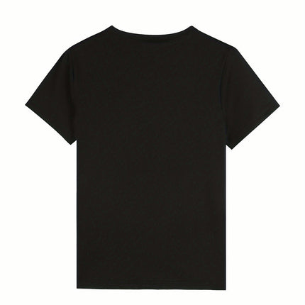 Women's  Colorful Letter Print Short Sleeve T-shirts, Crew Neck Casual Top For Summer & Spring