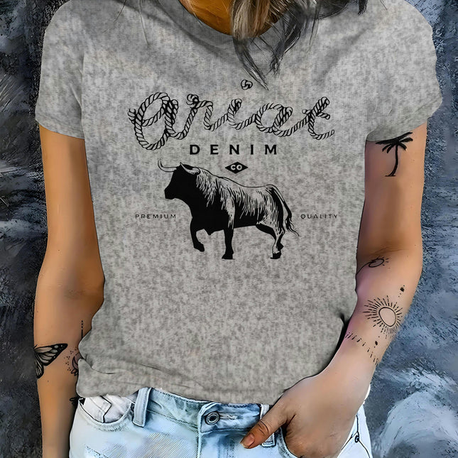 Bullfight Graphic Tee - Soft, Breathable, Crew Neck, Short Sleeve, Comfortable Summer Top for Women