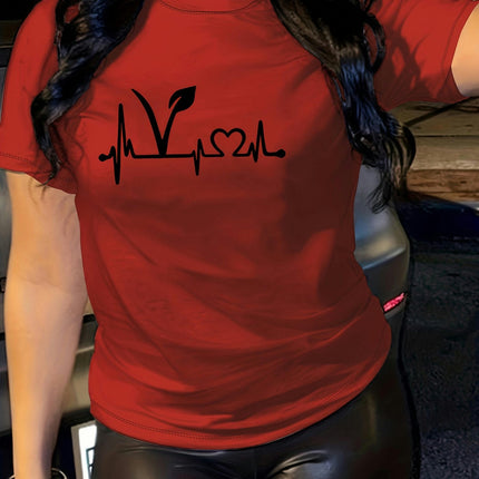 Graphic Print T-shirt, Short Sleeve Crew Neck Casual Top For Summer & Spring, Women's Clothing