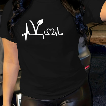 Graphic Print T-shirt, Short Sleeve Crew Neck Casual Top For Summer & Spring, Women's Clothing