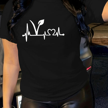 Graphic Print T-shirt, Short Sleeve Crew Neck Casual Top For Summer & Spring, Women's Clothing
