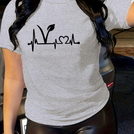 Graphic Print T-shirt, Short Sleeve Crew Neck Casual Top For Summer & Spring, Women's Clothing