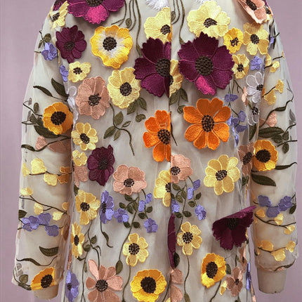 3/4 Sleeve Dress for Women Shift Cute Summer Tunic Lace Floral Mini Dresses