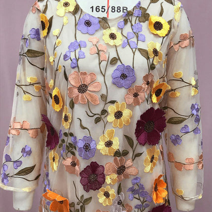 3/4 Sleeve Dress for Women Shift Cute Summer Tunic Lace Floral Mini Dresses