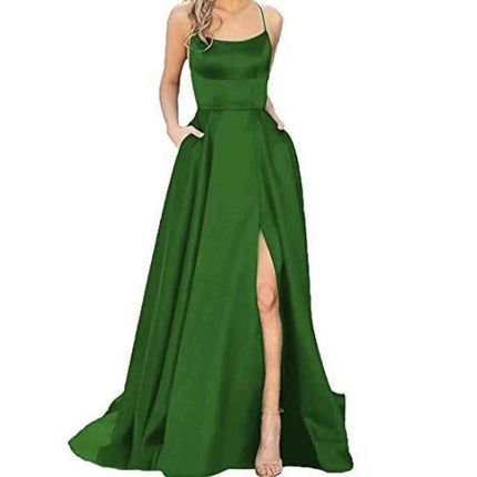 Women Formal Party Sexy Sleeveless Backless Slit Maxi Dress Elegant Evening Dresses
