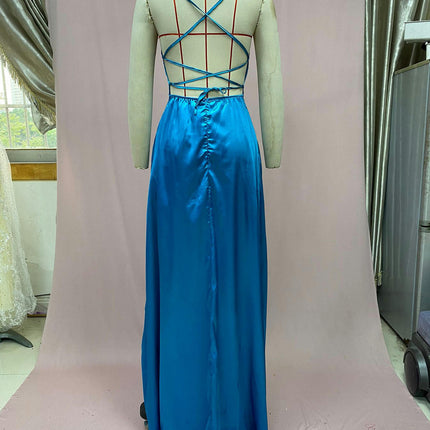 Women Formal Party Sexy Sleeveless Backless Slit Maxi Dress Elegant Evening Dresses 1