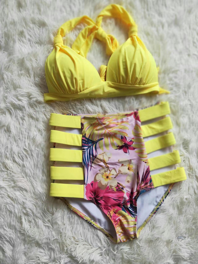 Women Cut Out High Waist Bikini Sets Two Piece Halter Top Swimsuits Bathing Suit