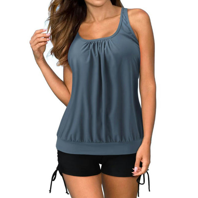 Women Tankini Swimsuits Two Piece Tummy Control Bathing Suits Blouson Tankini Top with Boy Shorts