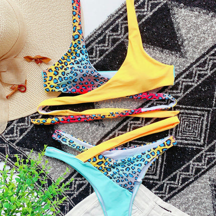 Women's Sexy High Cut Thong Bikini Swimsuit Set Cheeky Bottom Tie Back Bathing Suit 2 Piece