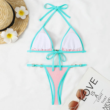 Women Halter Bikini String 2 Piece Triangle Swimsuit Tie Side Swimwear