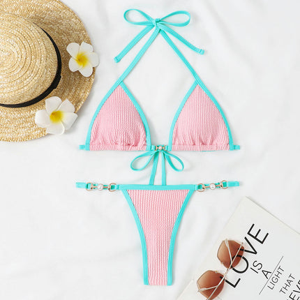 Women Halter Bikini String 2 Piece Triangle Swimsuit Tie Side Swimwear