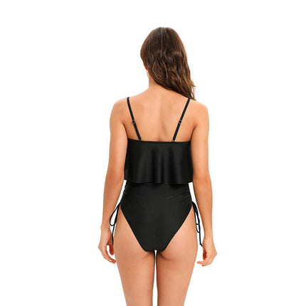Women Slimming Ruffle One Piece Swimsuits Ruched Tie Side Tummy Control Bathing Suits