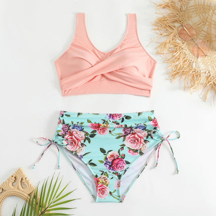 Women High Waisted Bikini Sets Two Piece Swimsuit Push Up Twist Front Bathing Suit