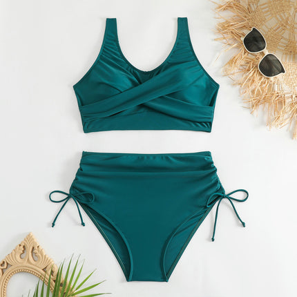 Women High Waisted Bikini Sets Two Piece Swimsuit Push Up Twist Front Bathing Suit