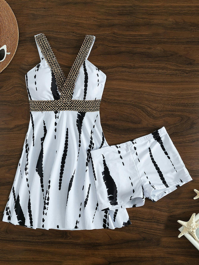 Women Two Piece Tankini Swimsuit with Shorts Tummy Control Bathing Suit Flowy Swimdress