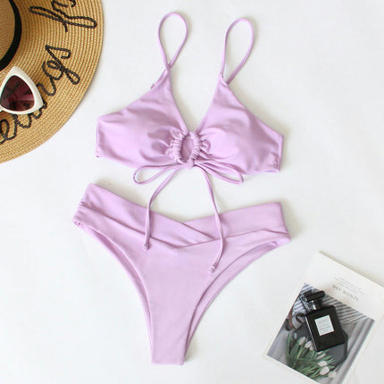 Women 2 Piece Swimsuits Spaghetti Strap Bikini High Waist Swimsuit Bathing Suit