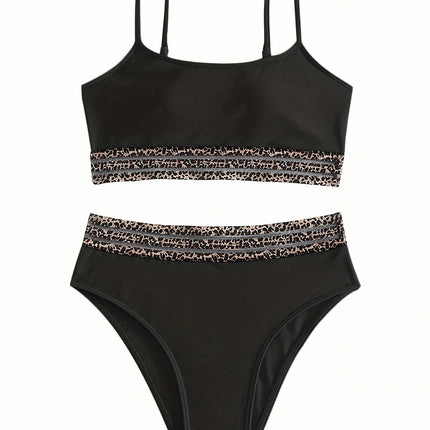 High Waisted Bikini Sets for Women Tummy Control Swimsuits Color Block Two Piece Bathing Suits
