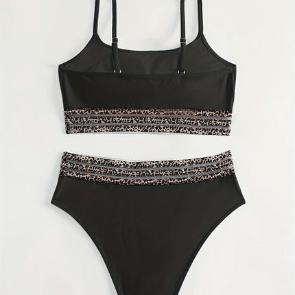 High Waisted Bikini Sets for Women Tummy Control Swimsuits Color Block Two Piece Bathing Suits