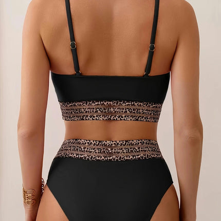 High Waisted Bikini Sets for Women Tummy Control Swimsuits Color Block Two Piece Bathing Suits
