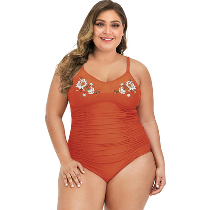 Women's Plus Size One Piece Swimsuits Tummy Control Bathing Suits V Neck Ruched Swimwear