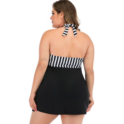 Women One Piece Swim Dress with Skirt Plus Size Swimsuit Tummy Control Swimwear