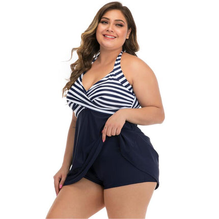 Women One Piece Swim Dress with Skirt Plus Size Swimsuit Tummy Control Swimwear