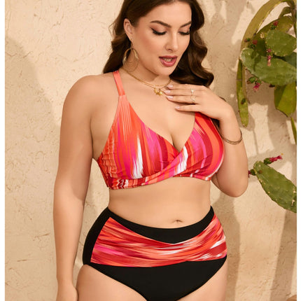 Womens Plus Size Bikini High Waisted Swimsuits Two Piece Bathing Suits Tummy Control Swimwear