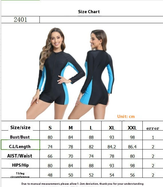 Women's One Piece Surfing Swimsuit Long Sleeve Rash Guard Boyleg Athletic Bathing Suit