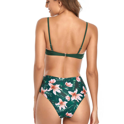 High Waisted Bikini Set for Women Two Piece Swimsuit Cheeky Spaghetti Strap Bathing Suit