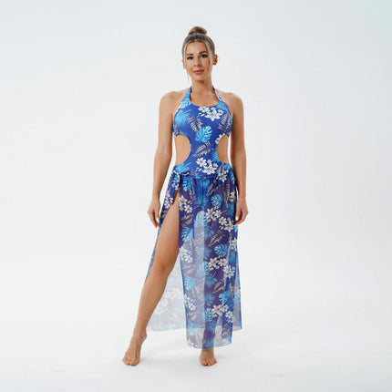 Women One Piece Swimsuit with Matching Cover Ups High Cut Two Pieces Bathing Suit Set