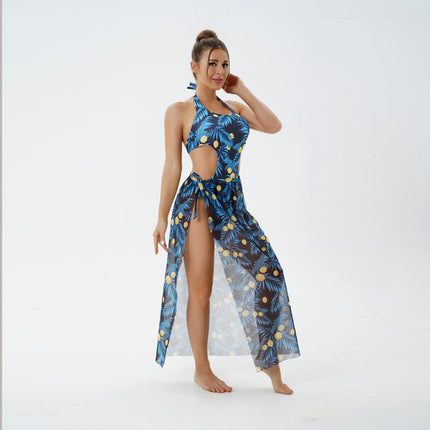 Women One Piece Swimsuit with Matching Cover Ups High Cut Two Pieces Bathing Suit Set