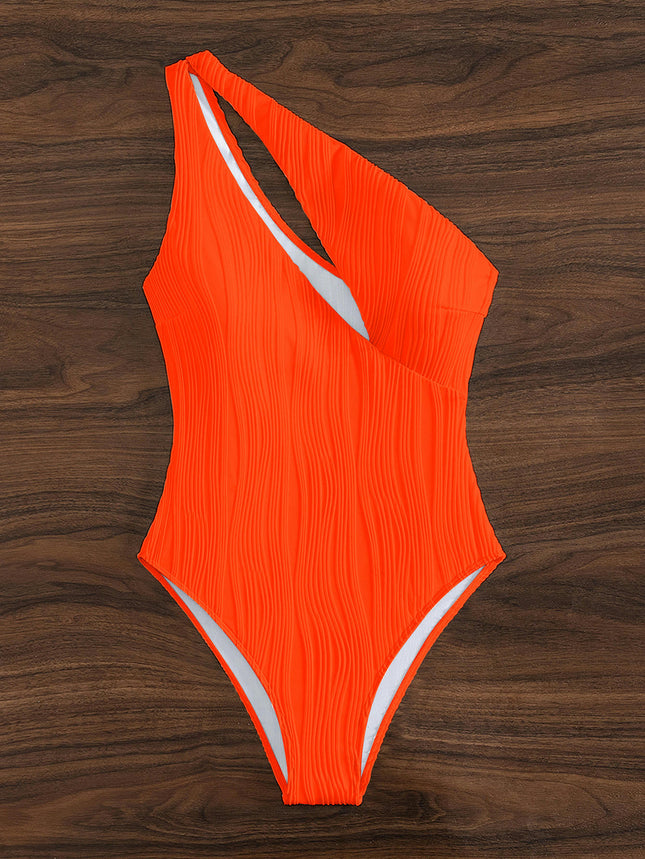 Women's One Shoulder One Piece Swimsuit Cutout Bathing Suit Slimming Swimwear