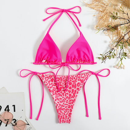 Thong Bikini Swimsuit for Women Halter Triangle Top Tie Side Bathing Suits Swimsuits