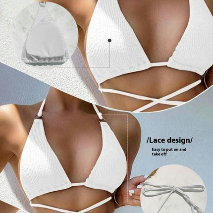 Triangle Bikini Bathing Suit Set for Women Halter Swimwear Tie Side Thong Swimsuits