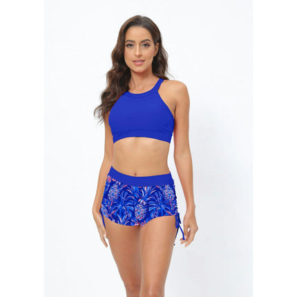 Women High Waisted Bikini Sets Two Piece Swimsuit High Neck Bathing Suits with Boyshorts