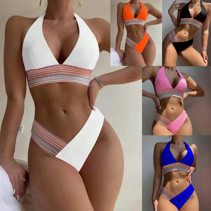 Women Bikini Two Piece Sets V Cut Swimsuit Push Up Bathing Suit Halter Swimwear