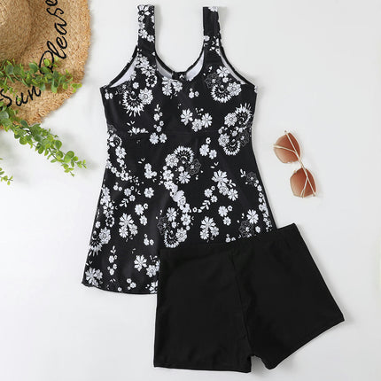 Womens Tankini Swimsuits Flowy Swimdress Two Piece Bathing Suits with Boyshorts
