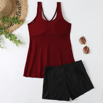 Womens Tankini Swimsuits Flowy Swimdress Two Piece Bathing Suits with Boyshorts